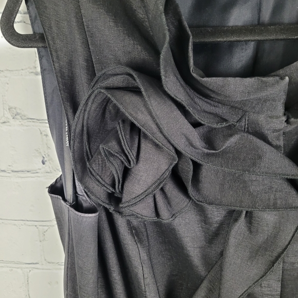 FRANK LYMAN | vintage chiffon belted rosette ruffle button up bubble skirt dress - Picture 3 of 7